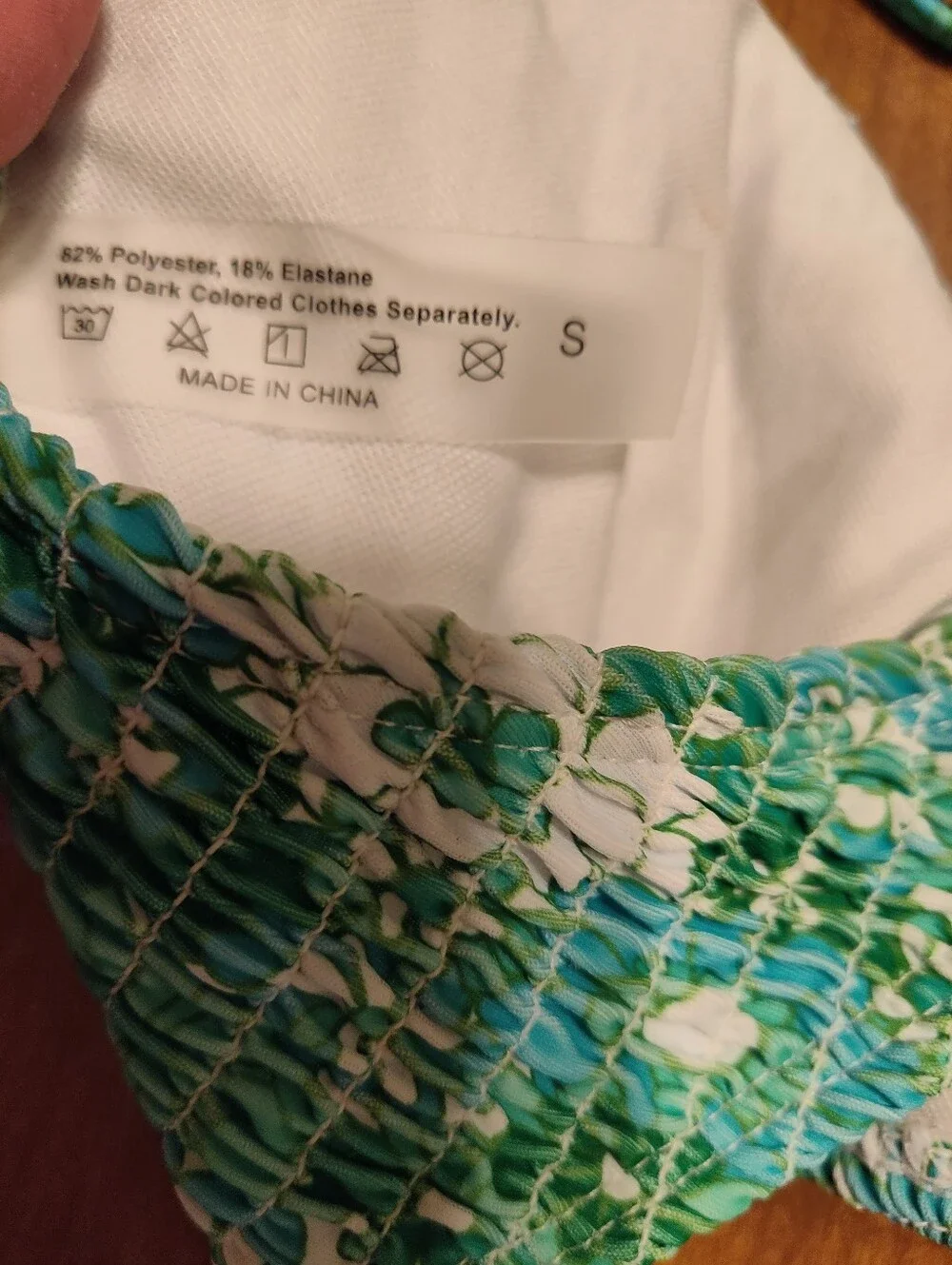 Green Smocked Floral-Print Bikini Set